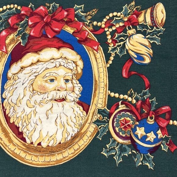 Domestications Set of 2 100% Cotton Flannel Santa Ornaments Green Pillowcases - Picture 7 of 16